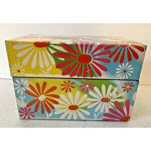1960s flower power metal recipe card holder box cooking VTG retro hippie boho